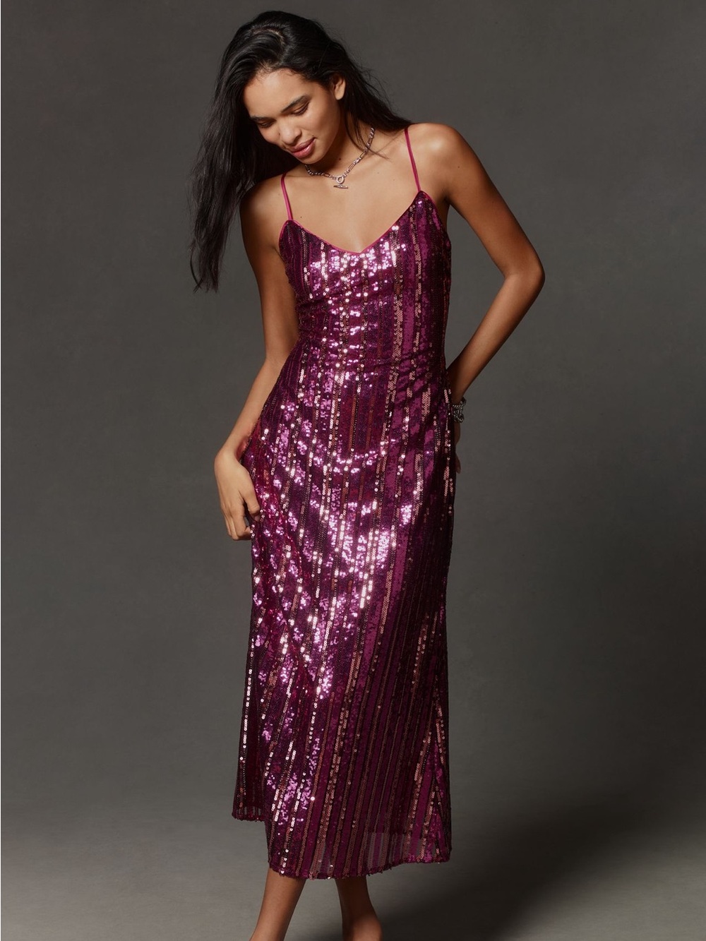 Maeve sleeveless Sequin Stripes dress